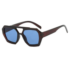 Load image into Gallery viewer, Vintage Square Sunglasses for Women Men Thick Frame Double Bridges Eyewear Female Fashion Chic Polygon Sun Glasses Leopard Blue