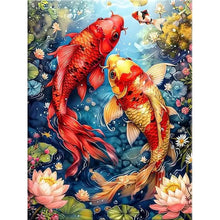 Load image into Gallery viewer, Diamond Painting With Frame Red Koi 5D Diamond Embroidery Round Diamond Painting Animal Wall Art Home Decor