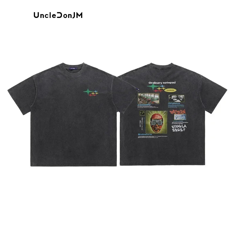 Graphic T Shirt Men Street Wear Couple T-shirt Harajuku Vintage T Shirt 2023 Summer Oversized T Shirt Y2k Clothes