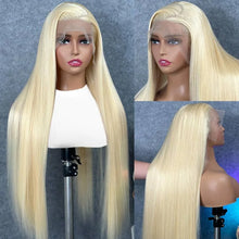 Load image into Gallery viewer, #613 Blonde Color Straight Transparent Lace Frontal Human Hair Wigs13x6 Lace Frontal Wigs For Women With Baby Hair 180% Density