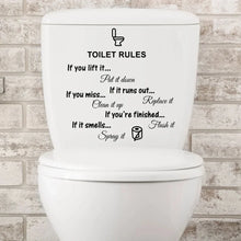 Load image into Gallery viewer, English Letter Toilet Stickers Cartoon Characters Home and Public Places WC Sign Sticker Decoration DIY Bathroom Sticker Rules