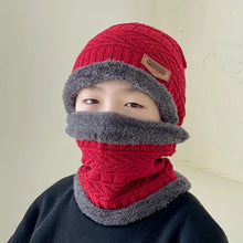 Load image into Gallery viewer, Kids Warm Knitted Hat Scarf Set Children Autumn Winter Hat Soft Knitted Cap Bonnet Infant Kids Hat For Boys Girls