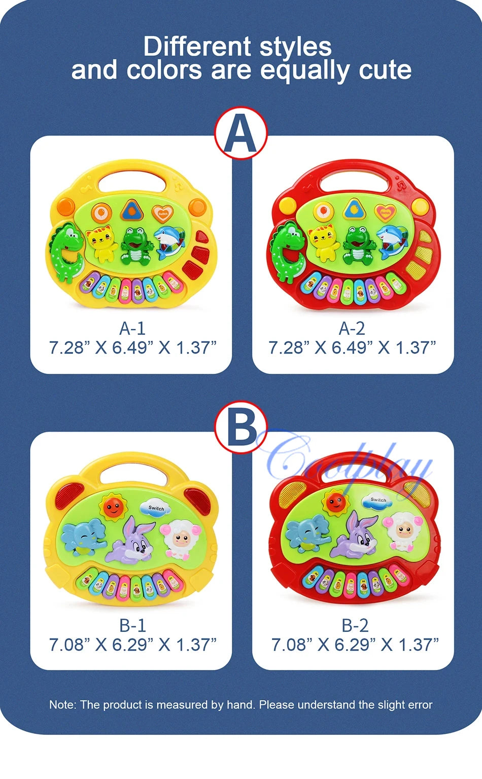 Kids Cartoon Piano Keyboard Game with Animal Sounds Flashing Light Music Baby Instrument Music Toys Educational Toys Kids Gifts