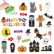 Load image into Gallery viewer, Halloween Diamond Painting Kit For Kids Adult Beginners Cartoon Witch Ghost Pumpkin Cat Halloween Gem Stickers DIY Craft