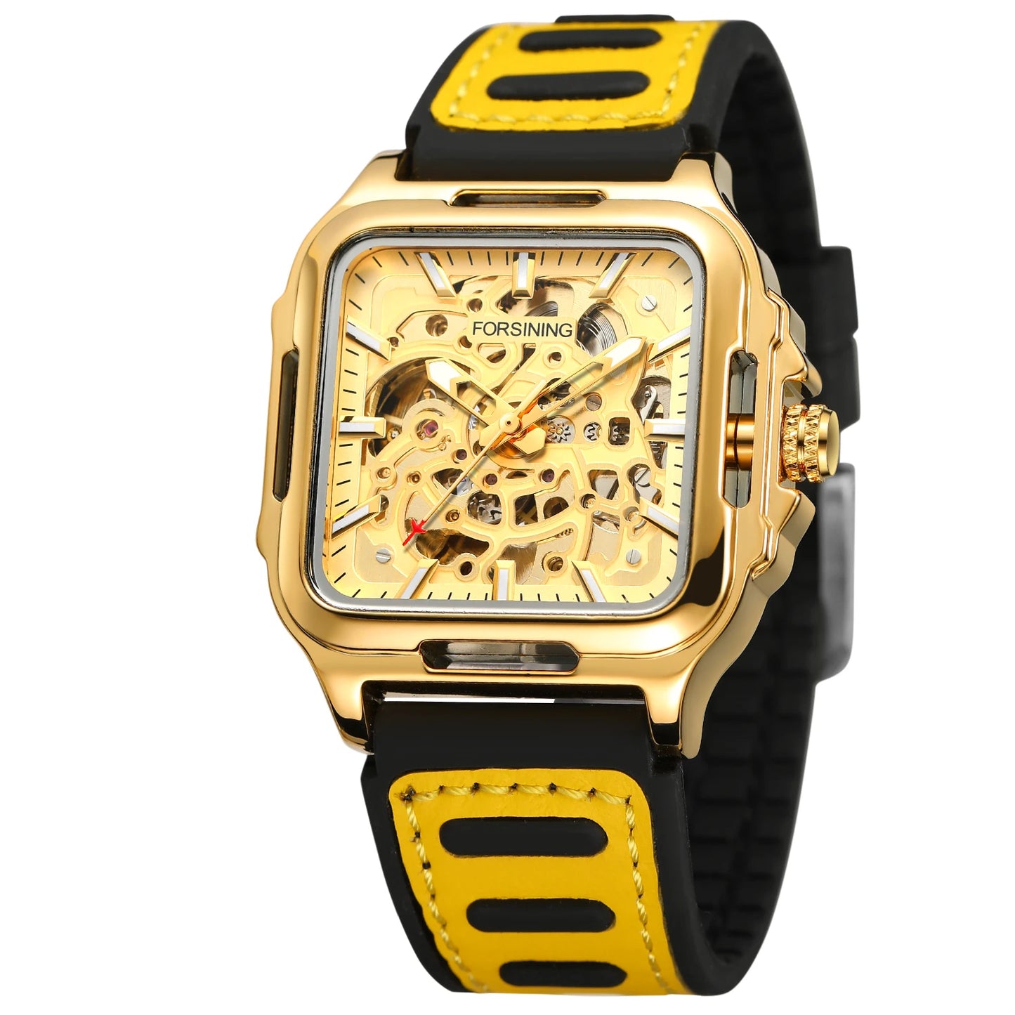 Men's Mechanical Automatic Watches for Men Luxury Top Brand Hollow Square Male Wristwatches Skeleton Waterproof Reloj Hombre