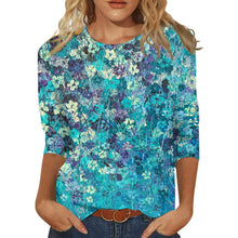 Load image into Gallery viewer, Women's Clothing T-shirt Fashion Casual Round Neck 3/4 Sleeve Loose Printed T-shirt Ladies Top Louse Beautiful Girls T-shirt