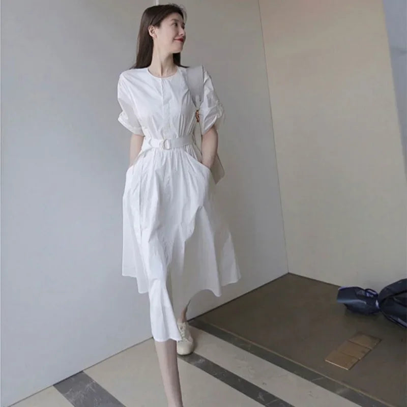 Women's Dress White Clothing Midi Formal Occasion Female Dresses 2024 Outfits Luxury Chic and Elegant Pretty Fashion Y2k Loose X