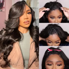 Load image into Gallery viewer, Body Wave human hair wigs With Bangs Full Machine Made Wig Cheap Brazilian Hair Wigs Short Bob 3x1 HD Lace Wigs for Women Choice