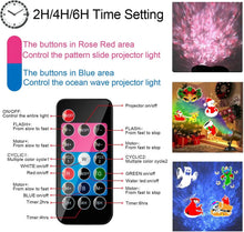 Load image into Gallery viewer, Halloween Christmas Projector Lights Outdoor 16 HD Slides, 2 in 1 Water Wave Lamp with Color Patterns, Timer & Remote for Party