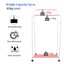 Load image into Gallery viewer, Heavy Duty Clothes Rack Garment Rail Rolling Stand Two Top Rod & Lower Storage