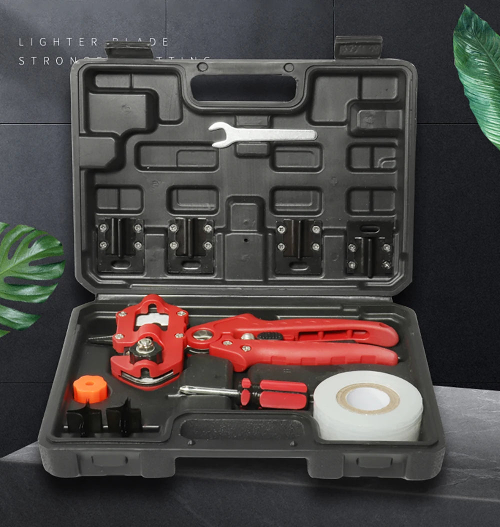 Garden Grafting Tool Multi-Function Seedling Fruit Tree Grafting Shears Farming Pruning Grafting Machine Budding with Toolbox