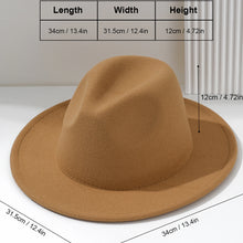 Load image into Gallery viewer, Womens Felt Hat Fedoras Big Brim Hats for Women British Style Vintage Church Hats Lady Flat Brim White Jazz Cap