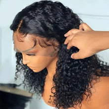 Load image into Gallery viewer, Natural Black Short Bob Wig 220 Density 8-14 Inch Brazilian Human Dark Curly Hair 13x4 Lace Front Wigs Pre Plucked For Women