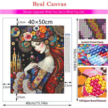Load image into Gallery viewer, 5D Diamond Painting Art Bohemian Floral Woman Full Drill DIY Diamond Art Kits Mosaic Embroidery, Home Wall Decor Gift for Adults