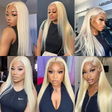 Load image into Gallery viewer, #613 Blonde Color Straight Transparent Lace Frontal Human Hair Wigs13x6 Lace Frontal Wigs For Women With Baby Hair 180% Density