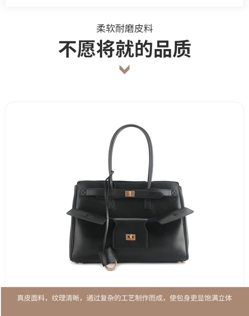 Luxury Genuine Leather Tote Bags for Women Large Capacity Travel Shoulder Bag Designer Handbags Ladies Shopping Purse