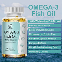 Load image into Gallery viewer, 3600mg Triple Strength Omega 3 Fish Oil Supplement Rich EPA & DHA, Omega 3 Supplements for Heart, Brain & Immune Support