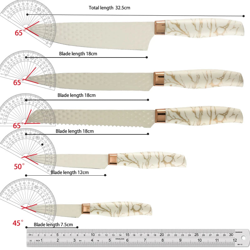 16PCS/Stainless Steel Kitchen Knife Silicone kitchenware set Spatula spoon bread knife scissors peeler cut meat knife Tool rest