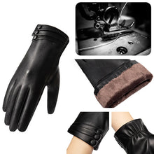 Load image into Gallery viewer, Women's Gloves Winter Outdoor Fashion Comfortable Warm Glove Plush Touch Screen Driving PU Leather Gloves