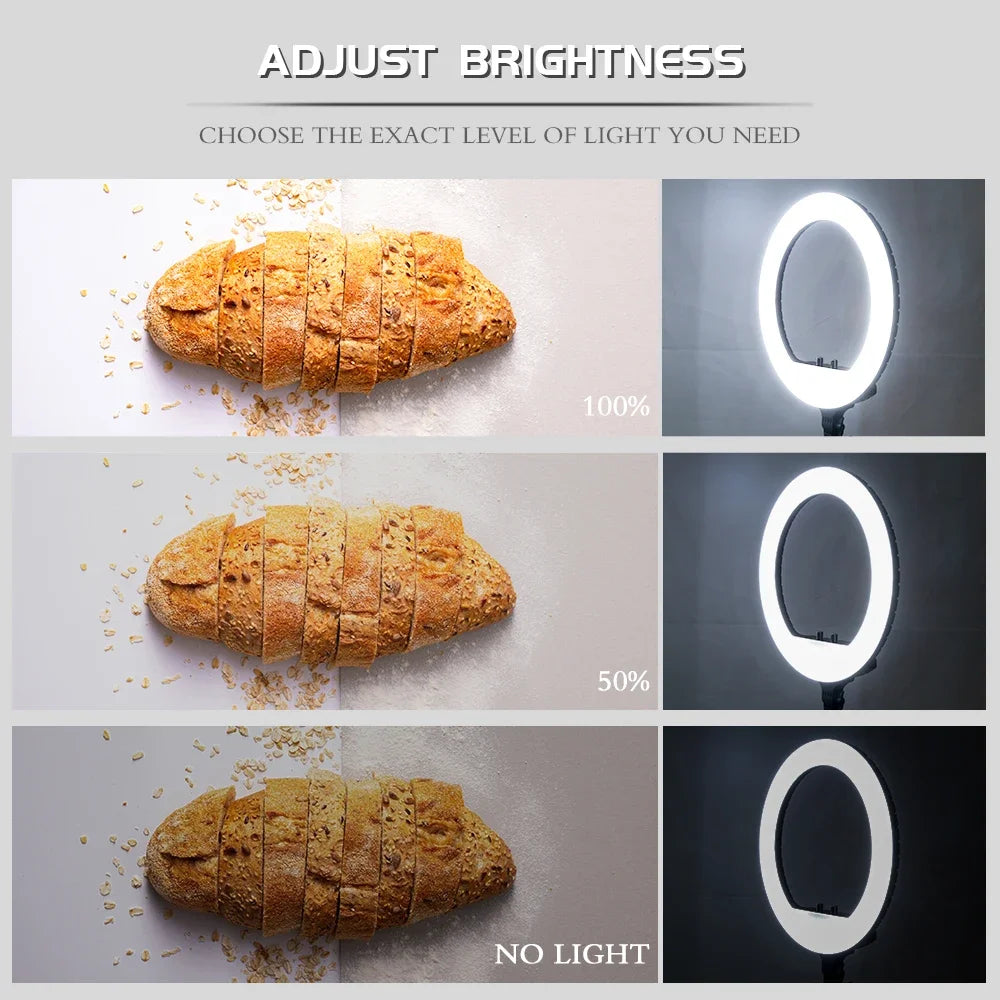 18 Inch Ring Light 36W Dimmable 3200K-5600K Light Carrying Bag for YouTube Selfies Photography Compatible Smartphones