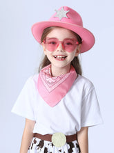 Load image into Gallery viewer, Kids Cowboy Hat Girls Pink Cowgirl Hat with Bandana Glasses Western Caps Performance Birthday Party Costume Accessories