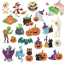 Load image into Gallery viewer, Halloween Diamond Painting Kit For Kids Adult Beginners Cartoon Witch Ghost Pumpkin Cat Halloween Gem Stickers DIY Craft