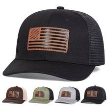 Load image into Gallery viewer, 1piece Unisex American Flag Leather Label Baseball Net Caps Spring and Summer Outdoor Adjustable Casual Hats Sunscreen Hat