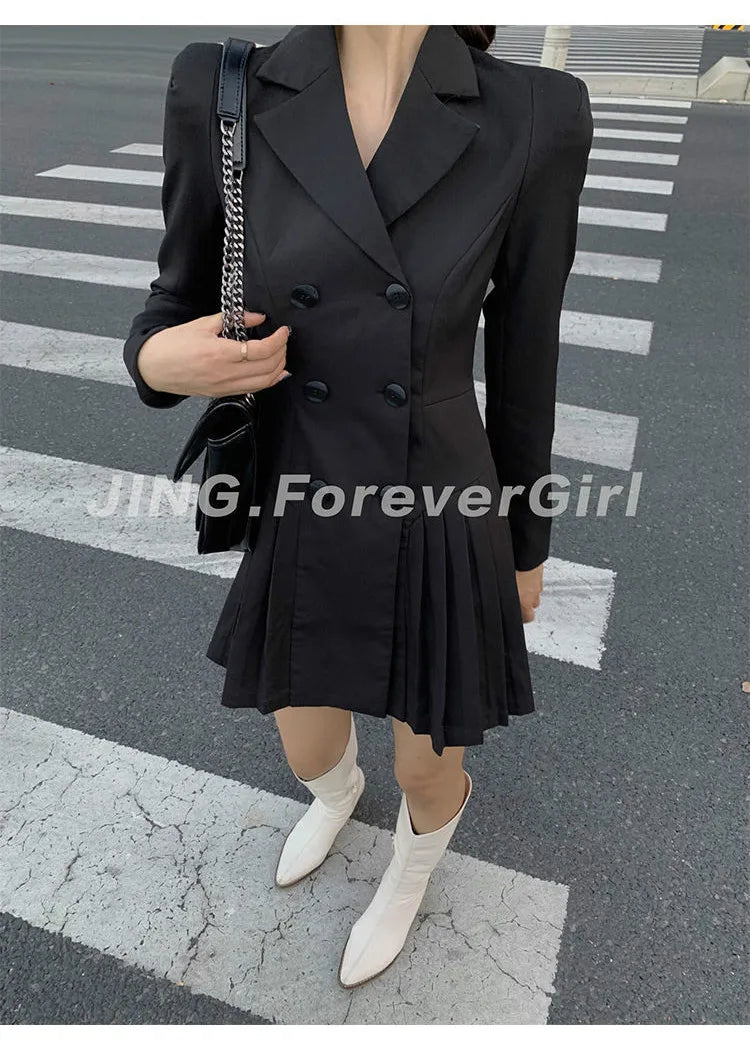 Women's Dress Blazer Clothing Chic and Elegant Pretty Female Dresses 2024 Formal Occasion Spring Retro Promotion Loose X Xxl Y2k