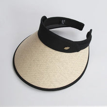 Load image into Gallery viewer, Hats for women Summer hat sun hat empty top Korean version headband black glue straw cap beach caps sunscreen panama UTHAI S87