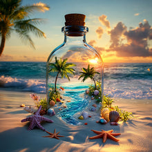 Load image into Gallery viewer, Bottle Beach Diamond Painting 5D DIY Coconut Tree Starfish Full Square Round Diamond Embroidery Home Decor
