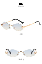 Load image into Gallery viewer, Fashion Small Polygonal Sunglasses for Women Luxury Brand Rmless Brown Rhombus Sun Glasses Woman Vintage Metal Shades Eyewear