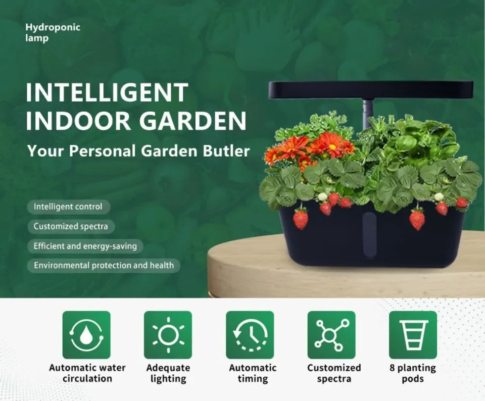 Plant Hydroponic Machine with Lifting Rod Planting Vegetables Intelligent Flowerpot Household LED Lights Hydroponic System