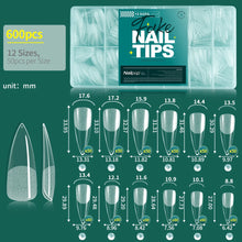 Load image into Gallery viewer, NAILPOP Soft Gel Nail Tips 600PCS Pre-Buff Full Cover Coffin Almond Oval Shaped Nail Extenison Tips Half Matte Gel X Fake Nails
