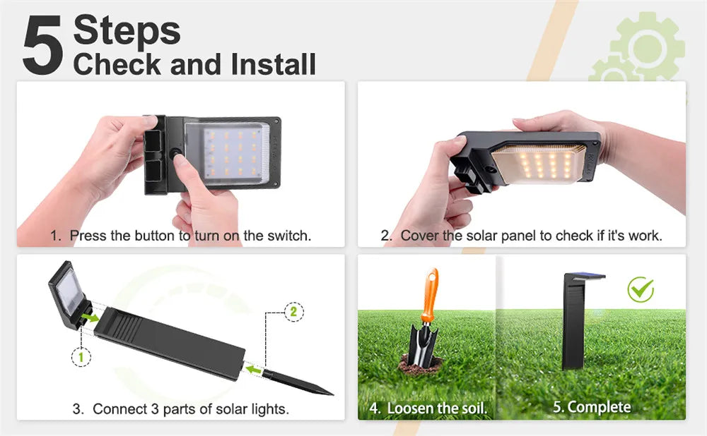 Garden Lights Outdoor Decoration Solar Lawn Lights Waterproof LED light for Yard Pathway Landscape Bollard Solar Power Lighting