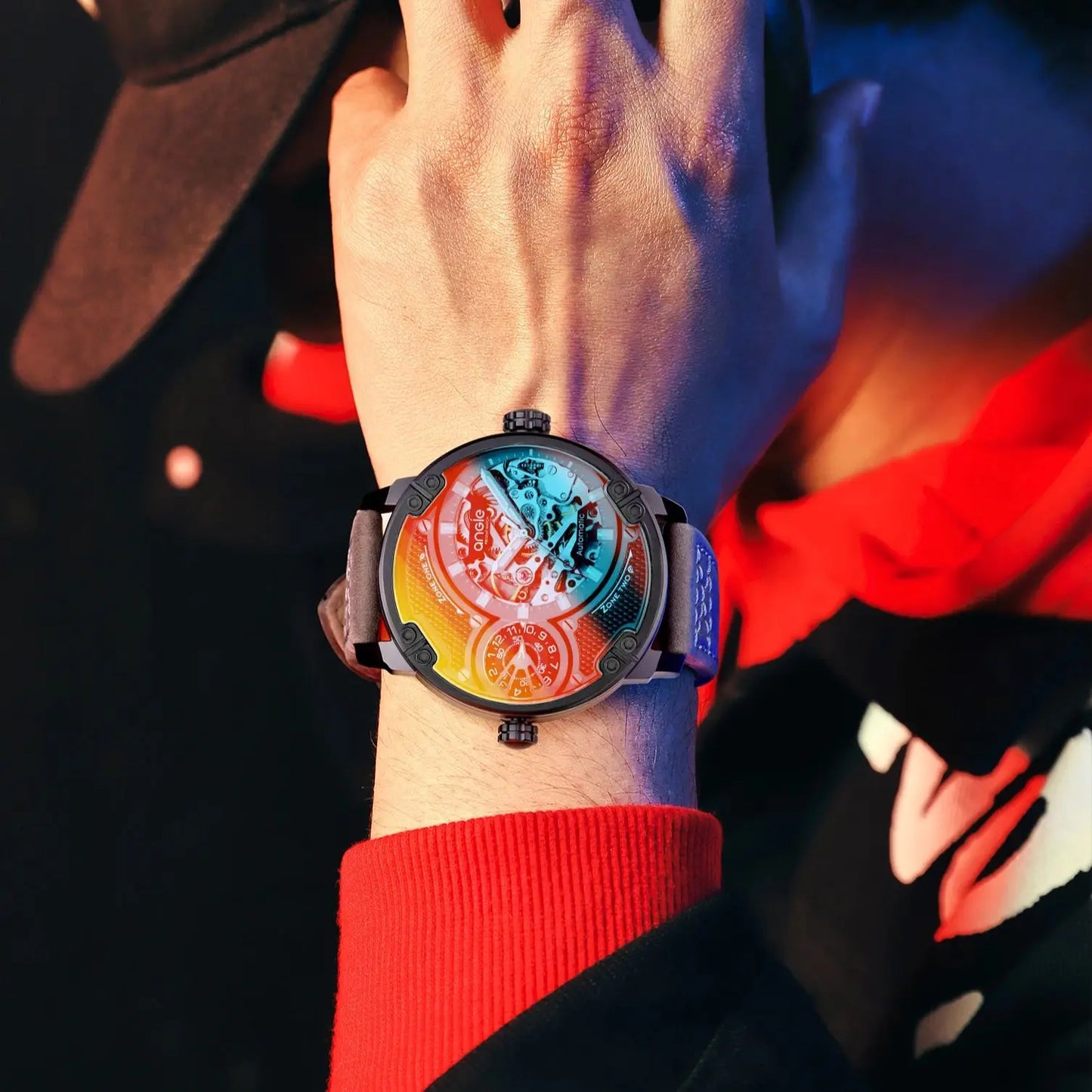 Mens Mechanical Watches Colorful Automatic Watch for Men Luxury Brand Stainless Steel Waterproof Man Wristwatches Reloj Hombre