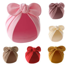 Load image into Gallery viewer, Newborn Hat for Girls Boys Beanie Cute Bows Turban Hats Cotton Infant Bonnet Solid Color Toddler Cap Baby Accessories 0-24M