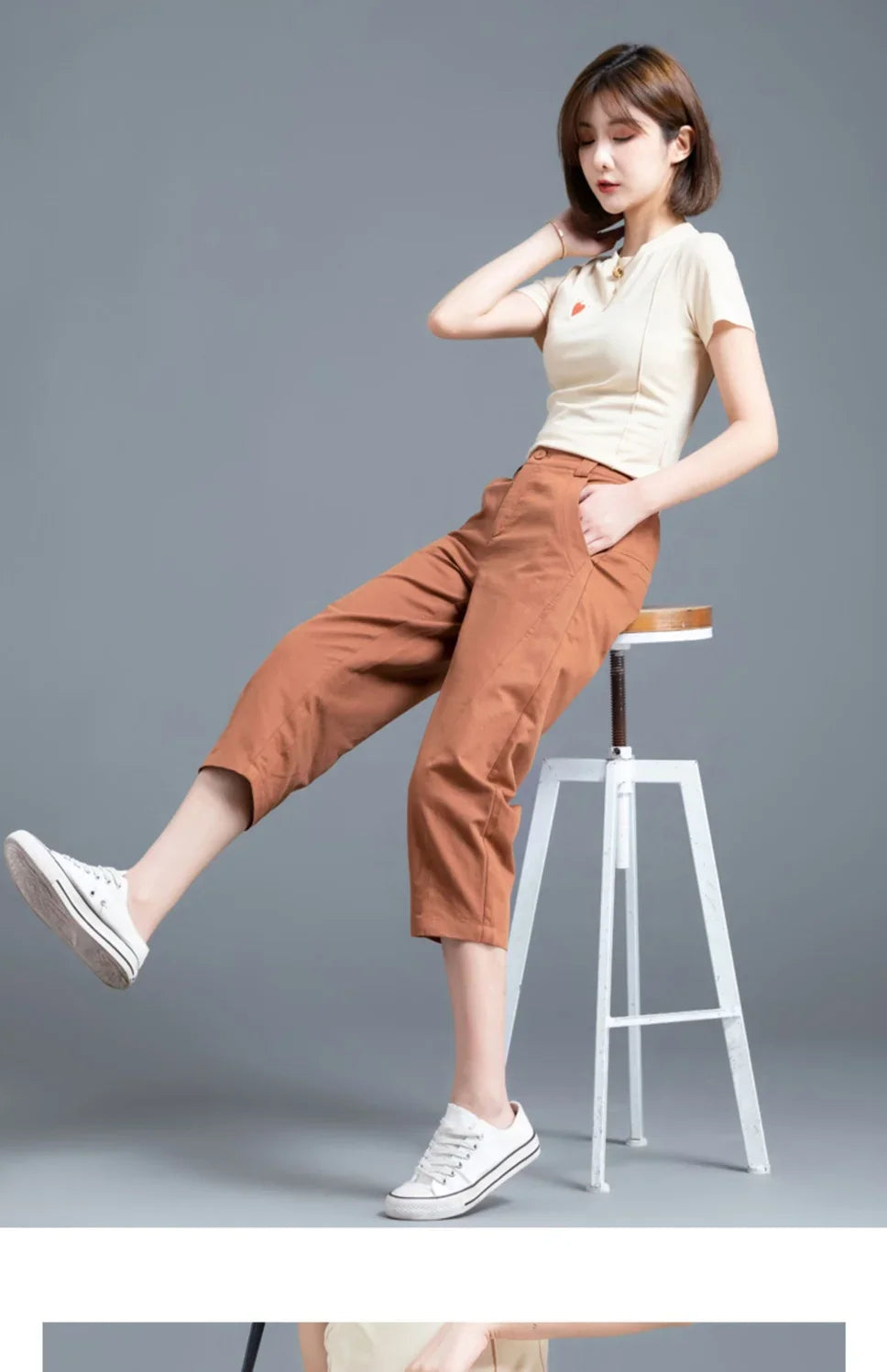 Women Clothing New Summer Simple Casual Cotton Linen Haren Capri Pants Female Solid High Waist Loose Cropped Trousers Pantalones