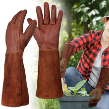 Load image into Gallery viewer, Garden Industrial Protective Work Gloves Long Tube Gardening Safety Working Gloves Leather Breathable Gauntlet Pruning Gloves