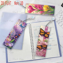 Load image into Gallery viewer, Three-piece diamond painting bookmark set, DIY creative colorful floral and butterfly design, with diamond book bookmarks