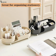 Load image into Gallery viewer, Rotating Makeup Organizer for Vanity with Brush Holder Cosmetic Storage Spinning Skincare Countertop Perfume Lotion Display Case