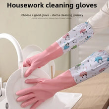 Load image into Gallery viewer, Women's Kitchen Gloves - Durable, Extended Waterproof Rubber Gloves for Dishwashing, Cleaning, Laundry & Household Chores - Comf