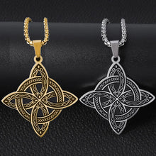 Load image into Gallery viewer, Stainless Steel Witchcraft Witch Knot Pendant Necklace Irish Celtic Knot Lucky Jewelry Anniversary Gift for Men and Women