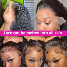 Load image into Gallery viewer, Natural Black Short Bob Wig 220 Density 8-14 Inch Brazilian Human Dark Curly Hair 13x4 Lace Front Wigs Pre Plucked For Women