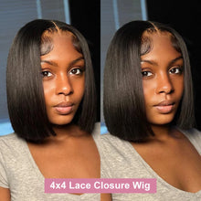 Load image into Gallery viewer, Short Bob Bone Straight 13x4 Lace Frontal Human Hair Wigs 180 Density Pre Plucked 5x5 T Part Lace Closure Human Hair Wig On Sale