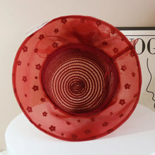 Load image into Gallery viewer, Fashion Hat Women Top Hat Elegant Organza Flower Wide Brim Sun Hat for Women Retro Style Party Banquet Accessory Foldable Beach