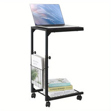 Load image into Gallery viewer, Adjustable C Table Side Table Bedroom Rolling End Table w/ Storage Basket Shelf
