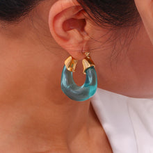 Load image into Gallery viewer, E.B.belle New Favourite Color! Summer Vocation Chunky Acrylic Resin Hoop Earrings For Woman Stainless Steel Waterproof Jewelry
