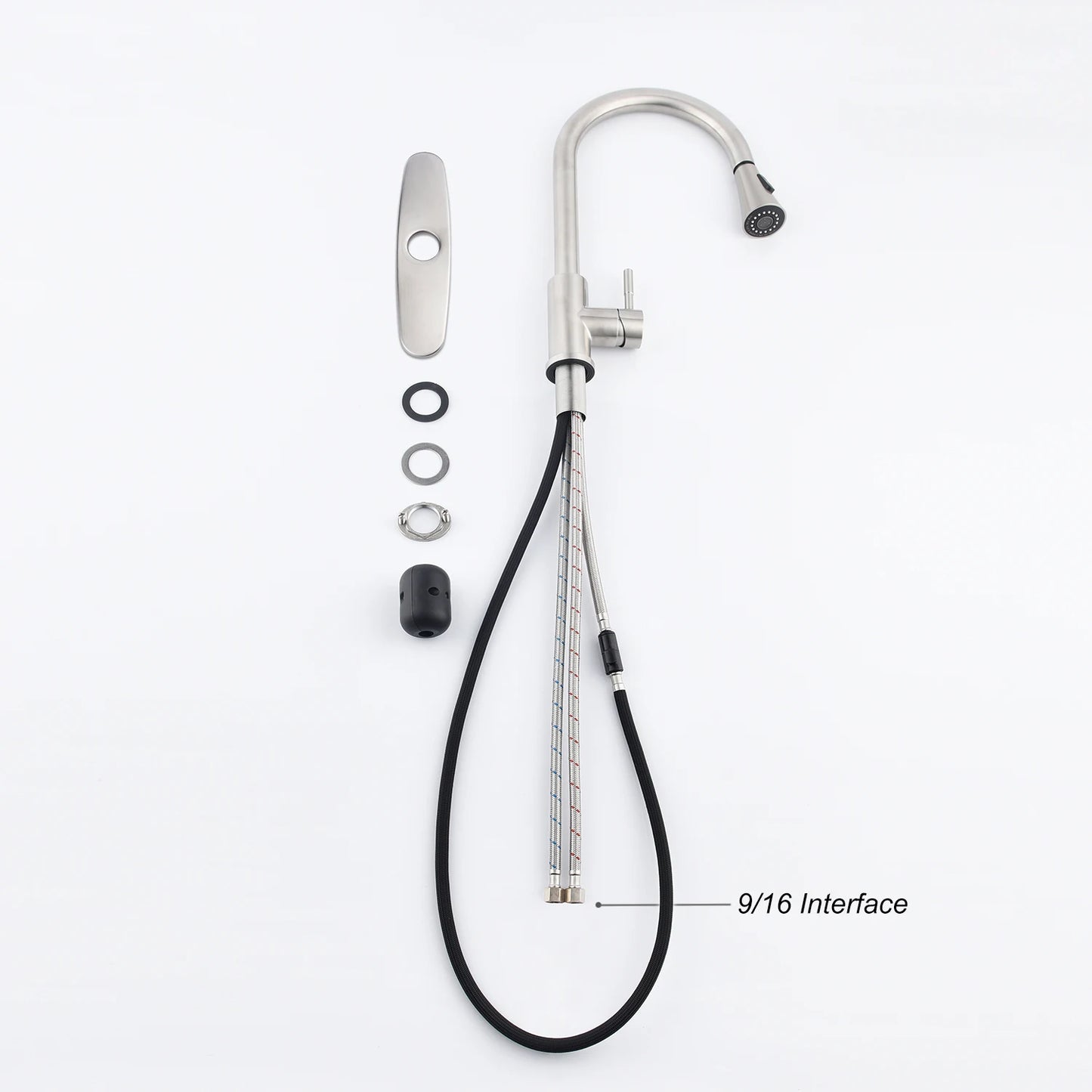 Kitchen Faucet with Pull Out Spraye Kitchen Faucet  Single Handle  Out Mixer  Stream Sprayer Nozzle Stainless Steel Family