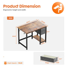 Load image into Gallery viewer, JHK Computer Desk With Drawers 55 Inch Home Office Desk Writing Desk Work Desk PC Table Study Desk With 2-Tier Drawers