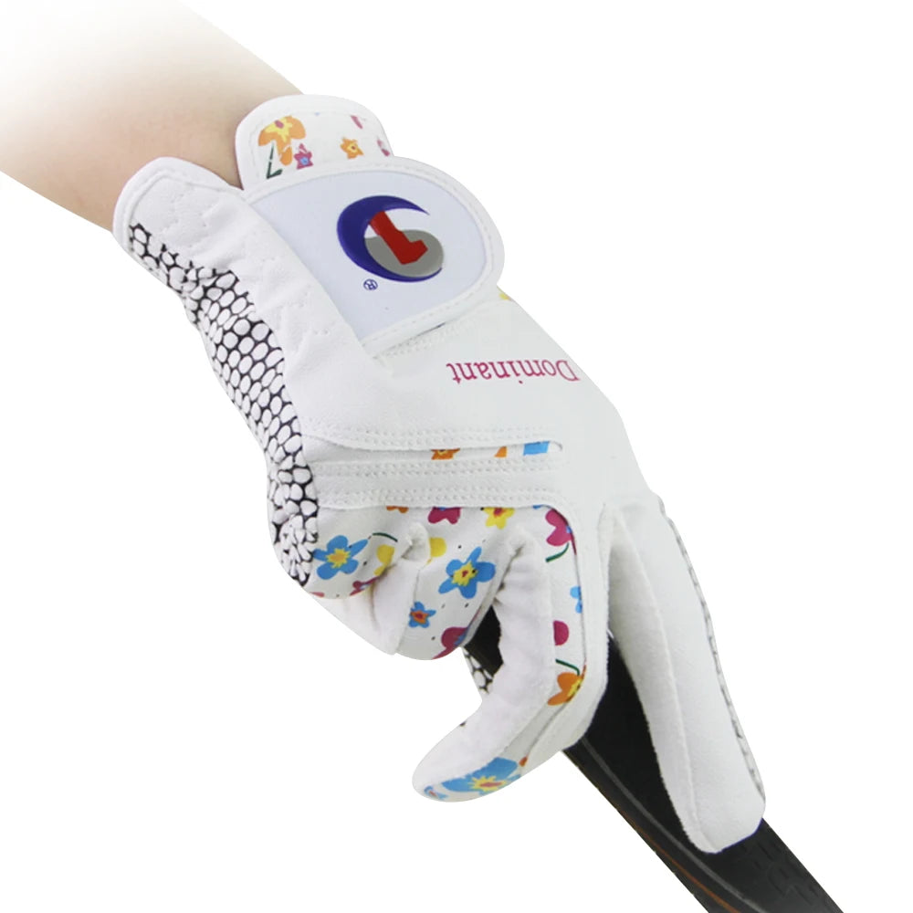 1Pair Golf Gloves for Women PU Leather Soft Fit Sport Grip Durable Gloves Anti-skid Breathable Sports Gloves